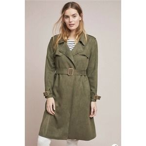 Anthropologie Olive Trench Coat